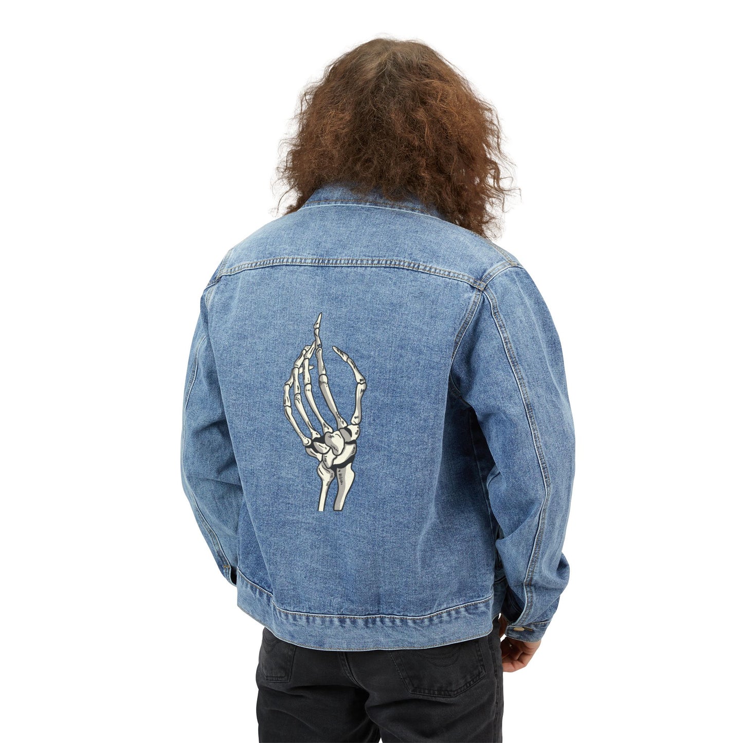 865Cardi skeleton hand Denim Jacket